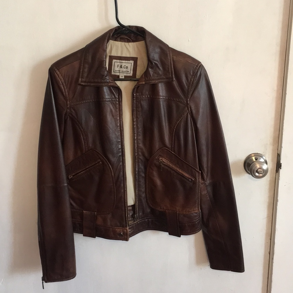 Brown leather jacket made in Madrid